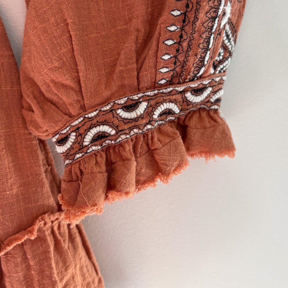 Free People Boho Embroidered Peasant Top | Size S - Picture 5 of 9